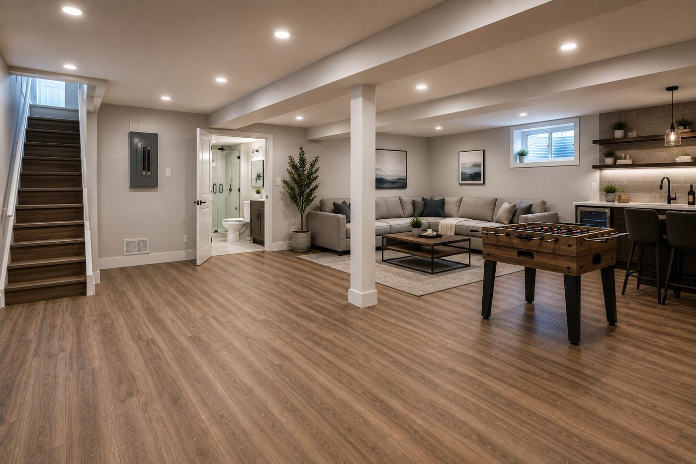 Basement renovation range example