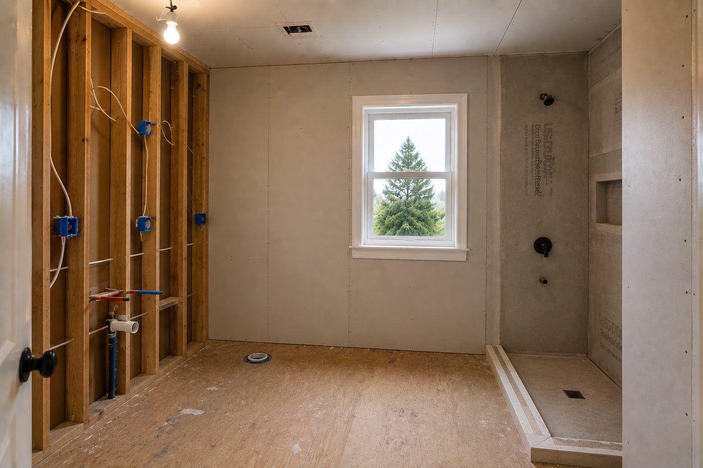 Bathroom rough-in starting point before renovation